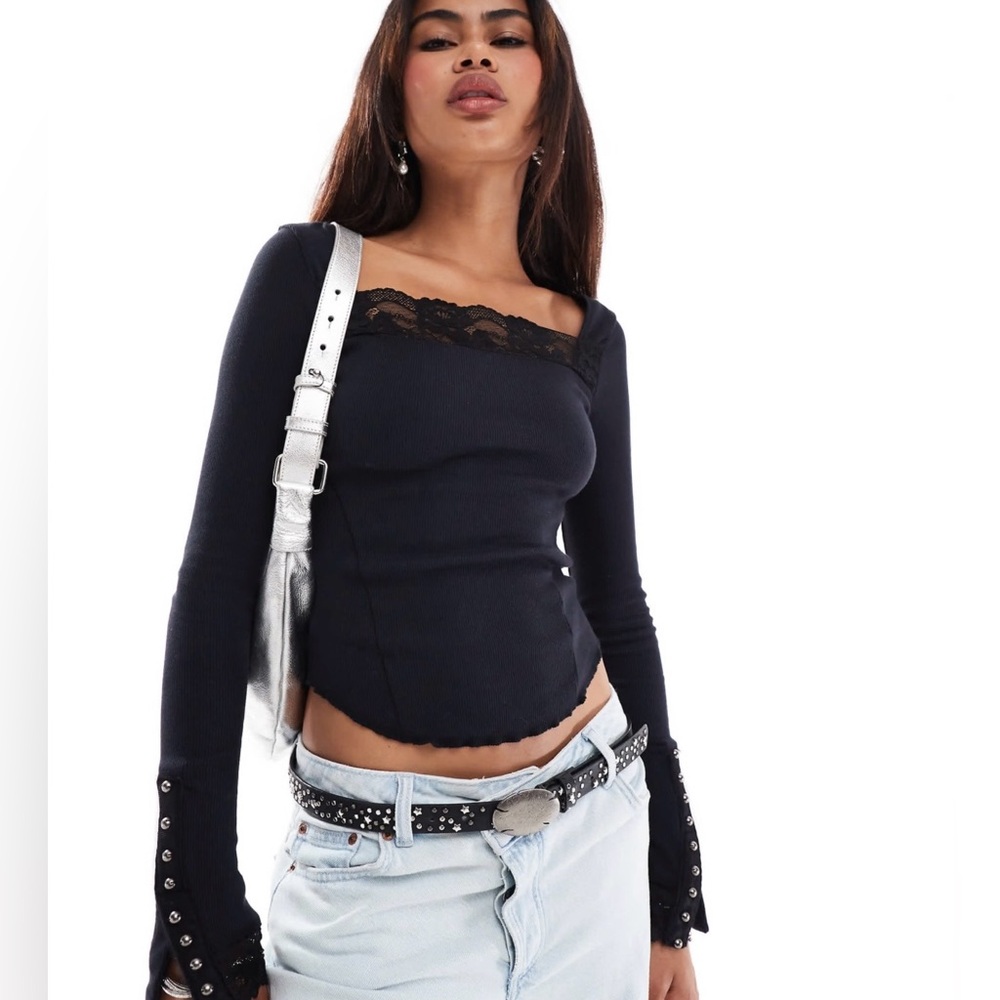 Free People Cuff It Off Long Sleeved Top in Black